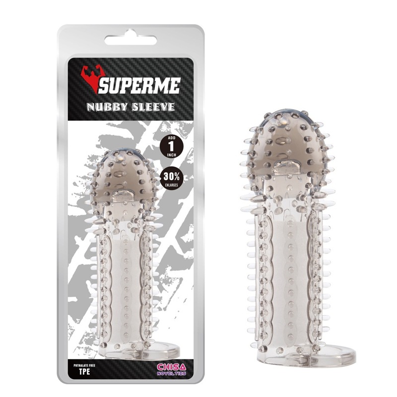 Насадка рельєфна Chisa SUPERME Nubby Sleeve з кільцем на мошонку, сіра