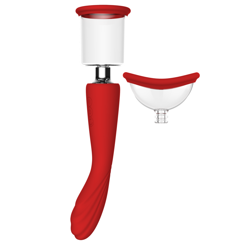 Двойной вибратор с 2 вакуумными насадками Dream Toys RED REVOLUTION GEORGIA
