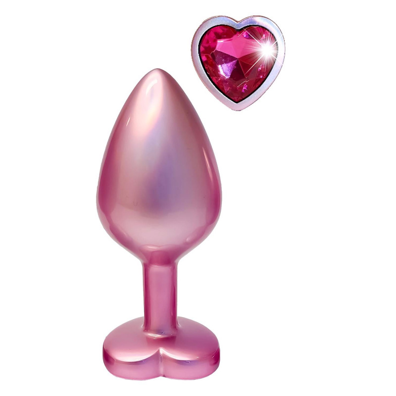 Анальная пробка розовая Dream Toys Gleaming Love с декоративным камнем, М
