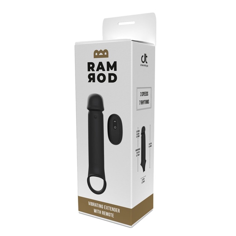 Вибронасадка на член удлиняющая DreamToys Ramrod с дистанционным управлением, черная