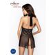 Прозрачная сорочка приталенная Passion TARANEE CHEMISE S/M, black, трусики