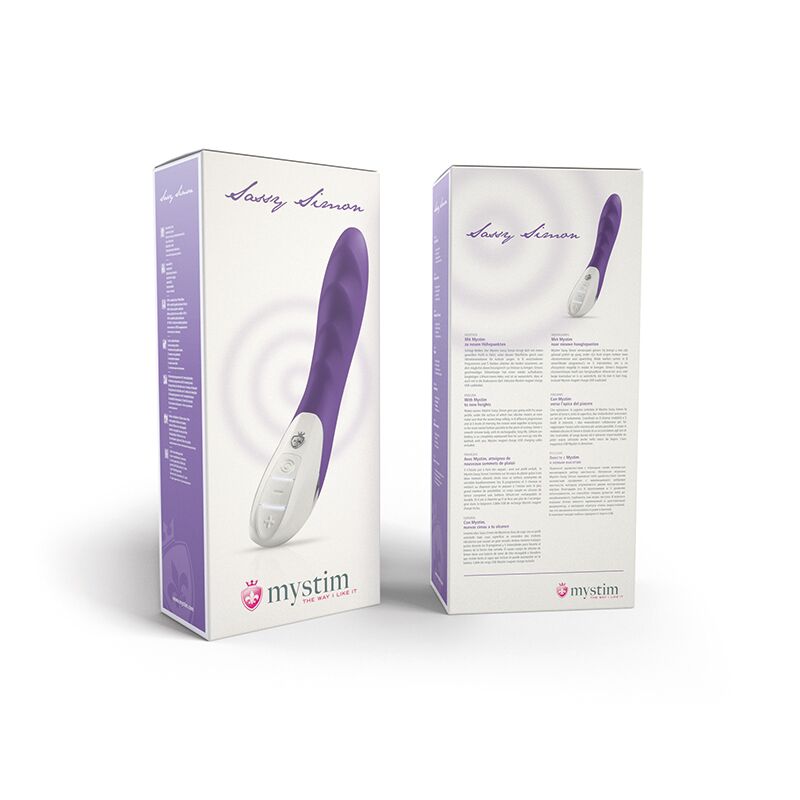 Мощный вибратор Mystim Sassy Simon Purple с двумя моторами и стимулирующим рельефом