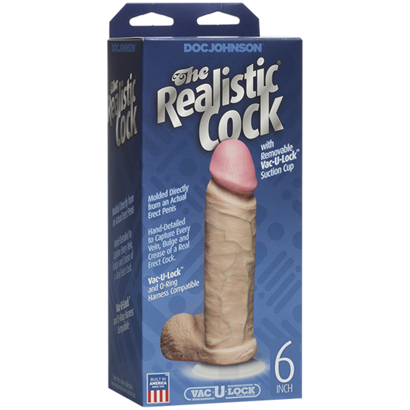 Фаллоимитатор Doc Johnson The Realistic Cock 6 inch White - PVC, Vack-U-Lock, диаметр 4,3см