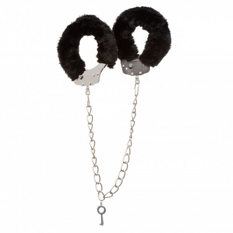 Поножи металлические с мехом DS Fetish Ankle Cuffs, черный