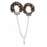 Поножи металл с мехом DS Fetish Metal, Leopard