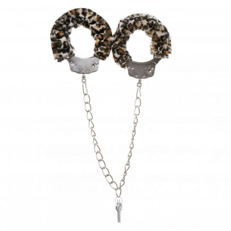 Поножи металл с мехом DS Fetish Metal, Leopard