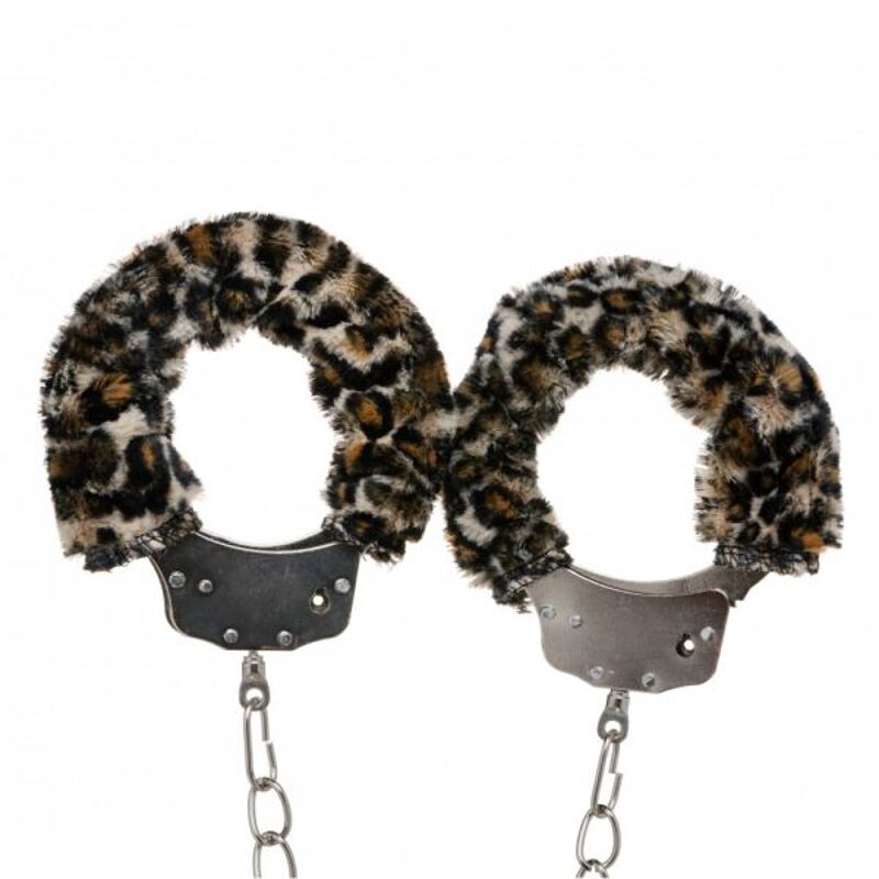 Поножи металл с мехом DS Fetish Metal, Leopard