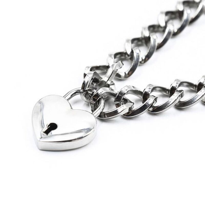 Ошейник c замком в виде сердца DS Fetish Heart, Silver
