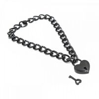 Ошейник из металлической цепи с замком в виде сердечка DS Fetish Heart, черный