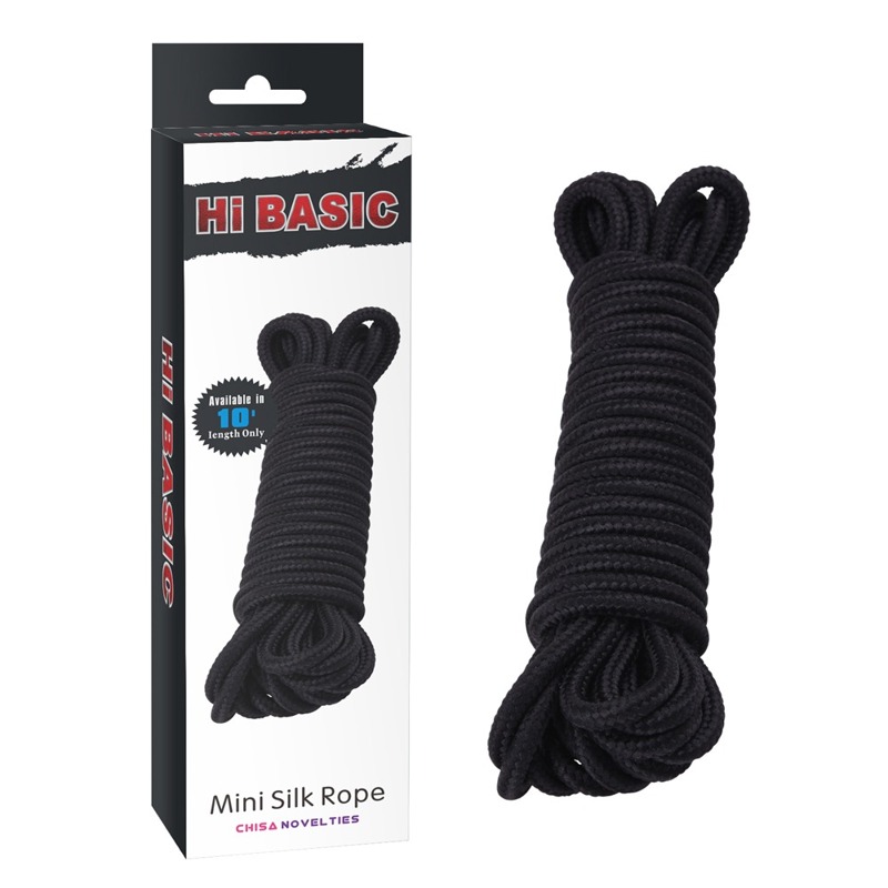 Веревка для бондажа и шибари Chisa Hi-Basic Mini Silk Rope Cotton черная, 10 м