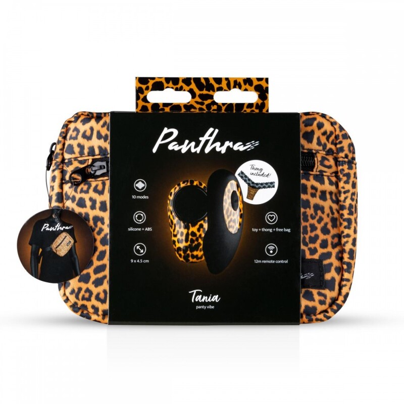 Вибратор в трусики Tania Panty Vibe с трусиками в комплекте, чёрный, леопардовый