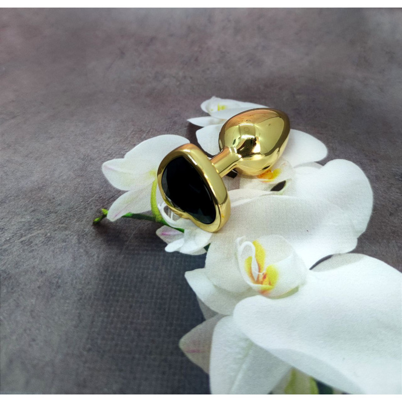 Анальная пробка с камнем в форме сердца Black Jewellery