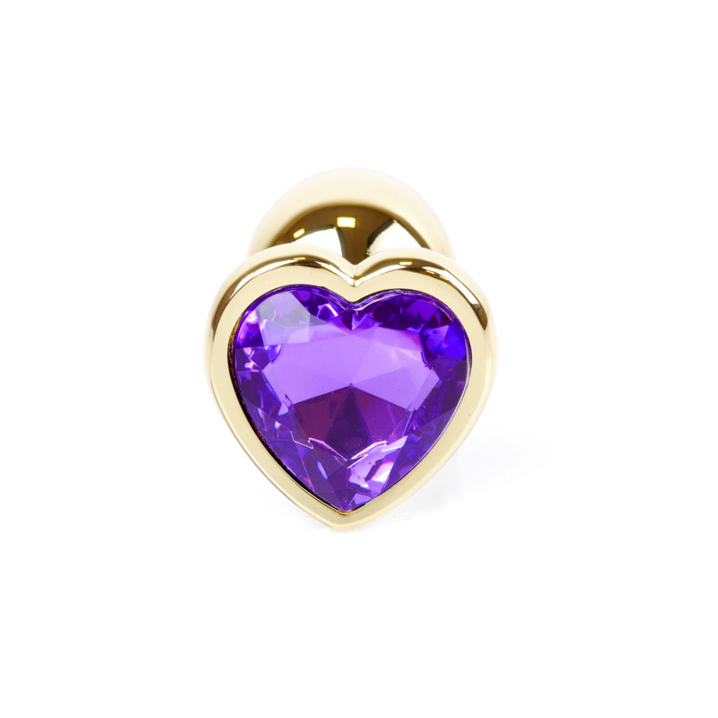 Анальная пробка с фиолетовым камнем, сердце Jewellery