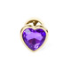 Анальная пробка с фиолетовым камнем, сердце Jewellery