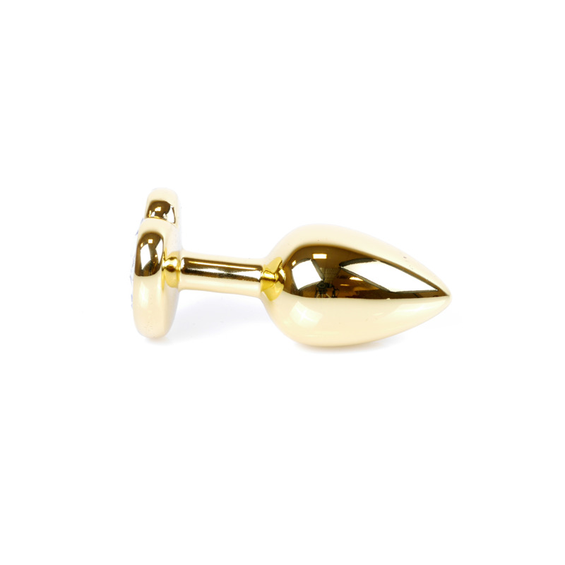 Анальная пробка с фиолетовым камнем, сердце Jewellery