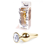 Анальная пробка с камнем Plug-Jewellery Gold BUTT PLUG- Clear