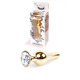 Анальная пробка с камнем Plug-Jewellery Gold BUTT PLUG- Clear