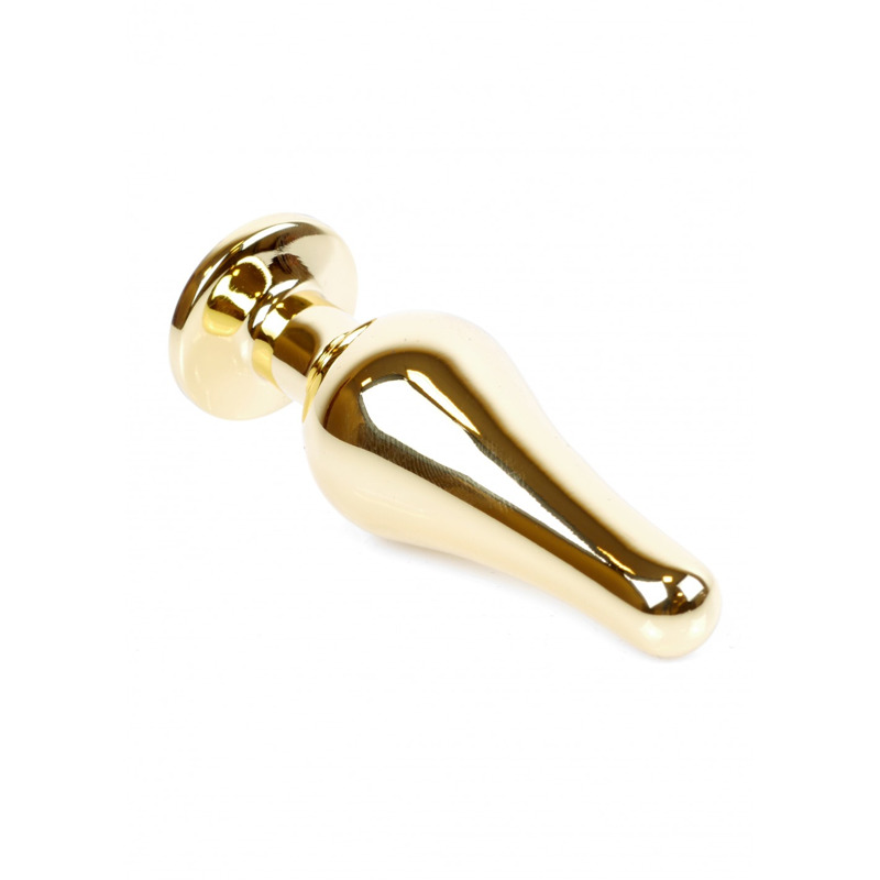 Анальная пробка с камнем Plug-Jewellery Gold BUTT PLUG- Clear