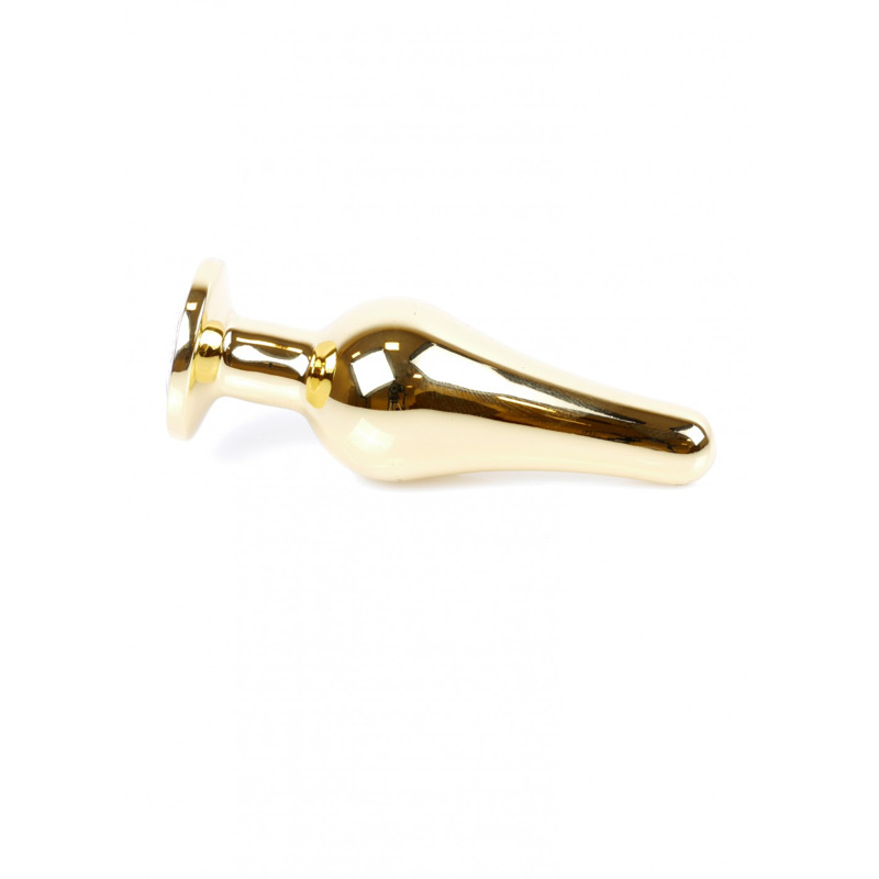 Анальная пробка с камнем Plug-Jewellery Gold BUTT PLUG- Clear