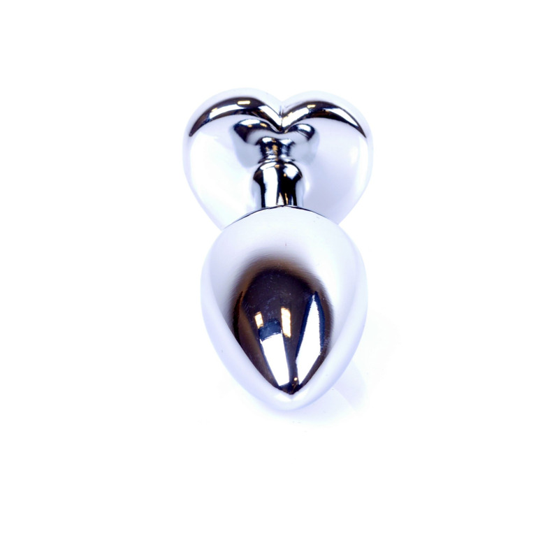 Анальная пробка с камнем Plug-Jewellery Silver Heart PLUG- Rose
