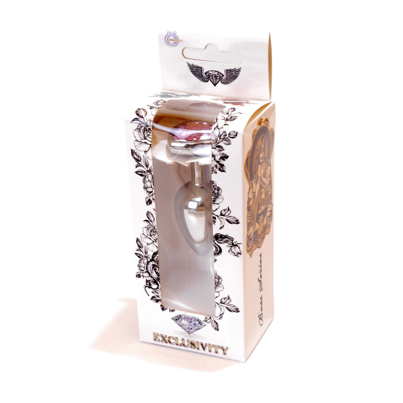 Анальная пробка с камнем Plug-Jewellery Silver Heart PLUG- Rose