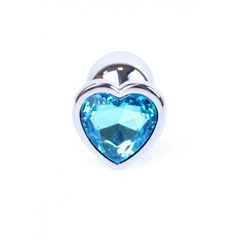Анальная пробка Plug-Jewellery Silver Heart PLUG- Light Blue