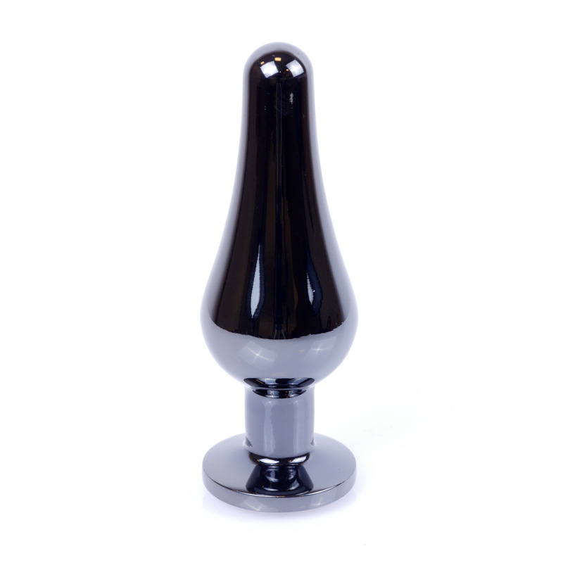 Анальная пробка из нержавеющей стали с камнем Plug-Jewellery Dark Silver BUTT PLUG- Light Blue