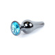 Анальная пробка из нержавеющей стали с камнем Plug-Jewellery Dark Silver BUTT PLUG- Light Blue