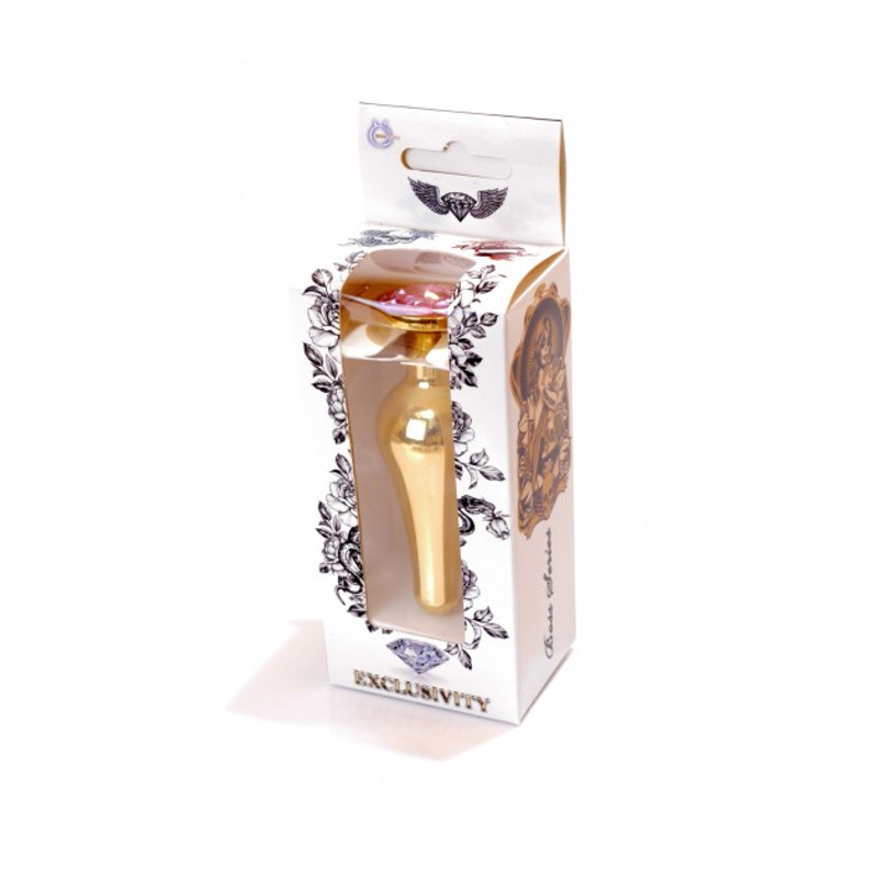Анальная пробка с розовым камнем Plug-Jewellery Gold BUTT PLUG- Rose