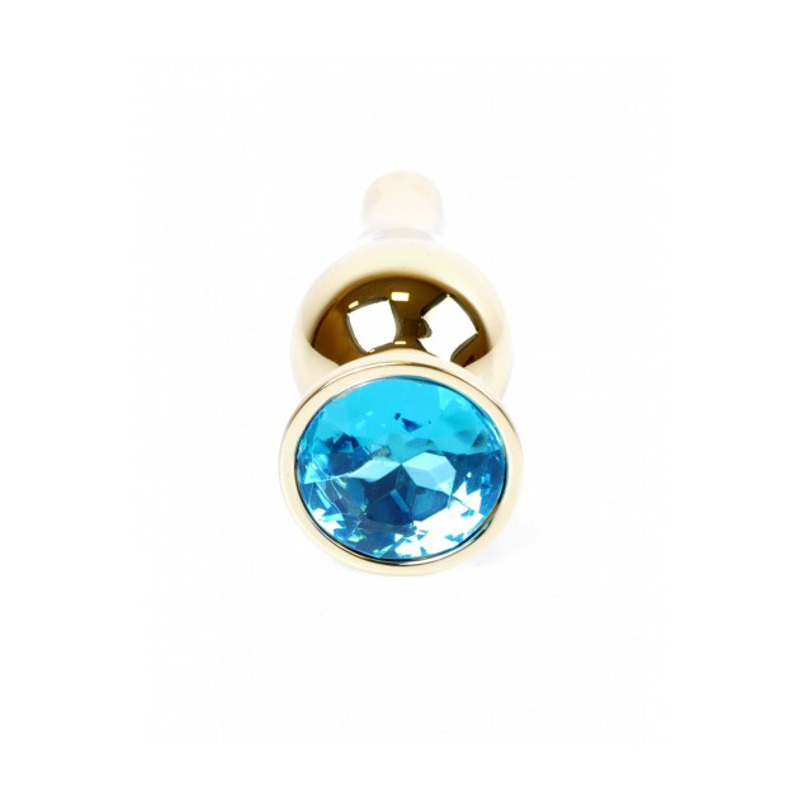 Анальная пробка из нержавеющей стали с голубым камнем Plug-Jewellery Gold BUTT PLUG- Light Blue