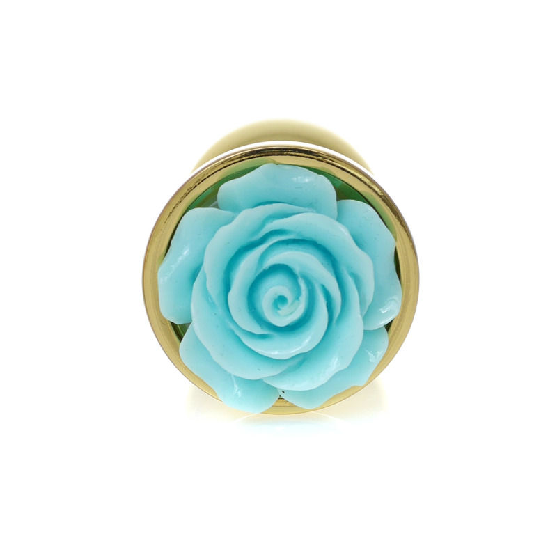 Анальная пробка с голубой розой Plug-Jewellery Gold PLUG ROSE- Light Blue