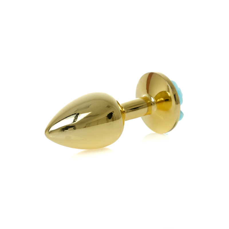 Анальная пробка с голубой розой Plug-Jewellery Gold PLUG ROSE- Light Blue