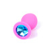 Анальная пробка с голубым кристаллом Plug-Jewellery Pink Silicon PLUG Medium- Light Blue Diamond