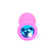 Анальная пробка с голубым кристаллом Plug-Jewellery Pink Silicon PLUG Medium- Light Blue Diamond