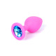 Анальная пробка с голубым кристаллом Plug-Jewellery Pink Silicon PLUG Medium- Light Blue Diamond