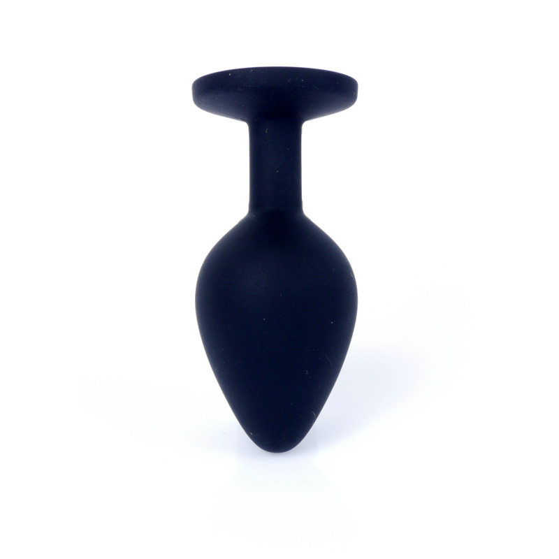 Анальная пробка черная с камнем Plug-Jewellery Black Silicon PLUG Medium- Pink Diamond