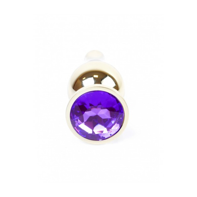 Анальная пробка с фиолетовым камнем Plug-Jewellery Gold BUTT PLUG- Purple