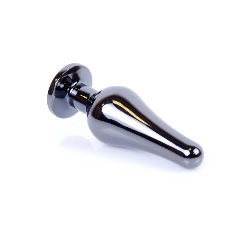 Анальная пробка из нержавеющей стали с камнем Plug-Jewellery Dark Silver BUTT PLUG- Pink