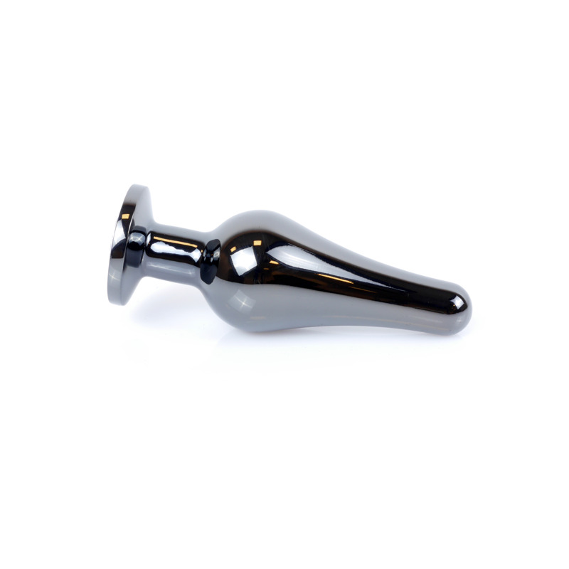 Анальная пробка из нержавеющей стали с камнем Plug-Jewellery Dark Silver BUTT PLUG- Pink