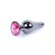 Анальная пробка из нержавеющей стали с камнем Plug-Jewellery Dark Silver BUTT PLUG- Pink