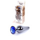 Анальная пробка из полированного алюминия с камнем Plug-Jewellery Dark Silver BUTT PLUG- Dark Blue