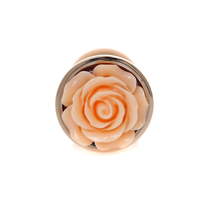 Анальная пробка с оранжевой розочкой Plug-Jewellery Red Gold PLUG ROSE- Peach