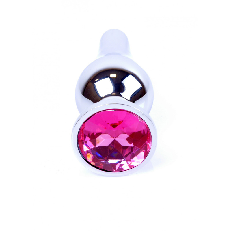 Анальная пробка с розовым кристаллом Plug-Jewellery Silver BUTT PLUG- Pink