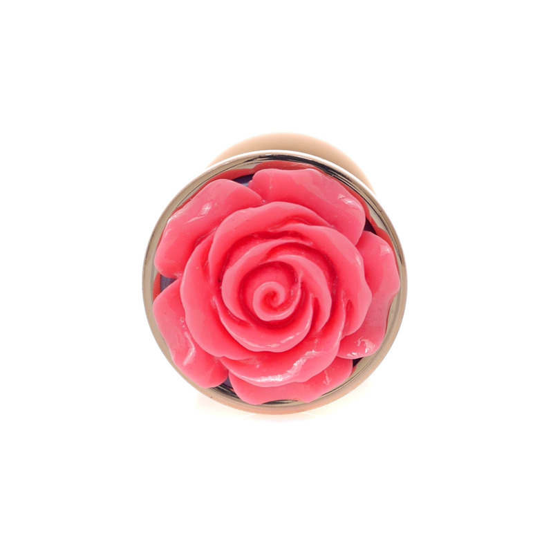 Анальная пробка с розовой розочкой Plug-Jewellery Red Gold PLUG ROSE- Pink