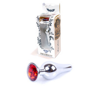 Анальна пробка із червоним кристалом Plug-Jewellery Silver BUTT PLUG- Red