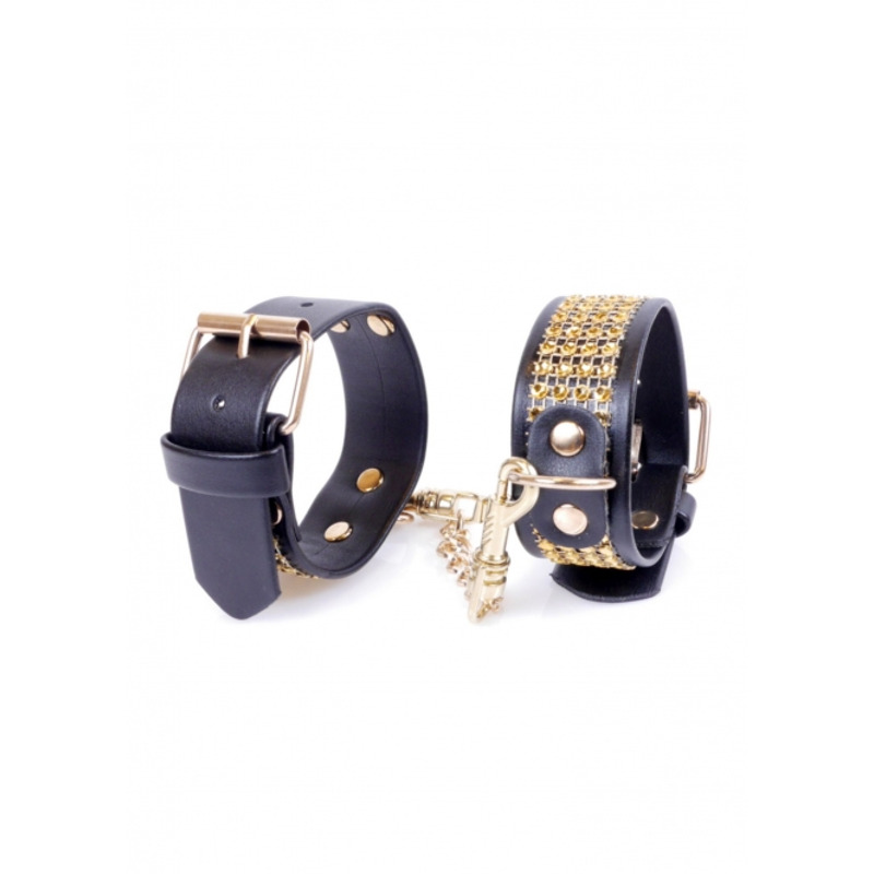 Наручники Fetish Boss Series Handcuffs with cristals 3 cm Gold