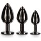 Анальная пробка с кристаллом, S, Taboom, металл, черная