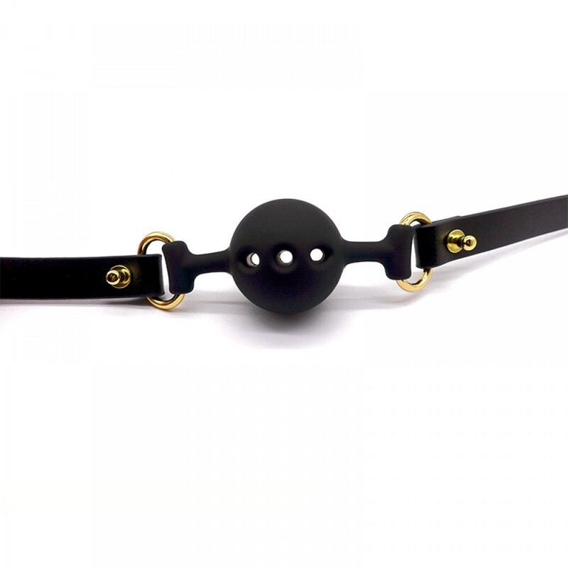 Кляп из силикона и итальянской кожи Breathable Small Ball Gag UPKO