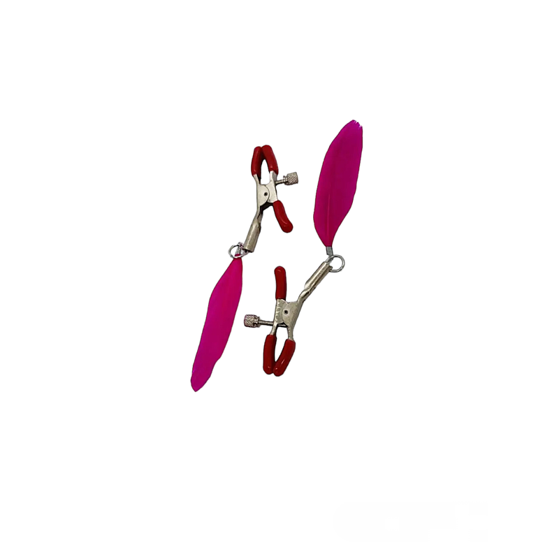 Зажимы на соски DS Fetish Nipple clamps feather L red