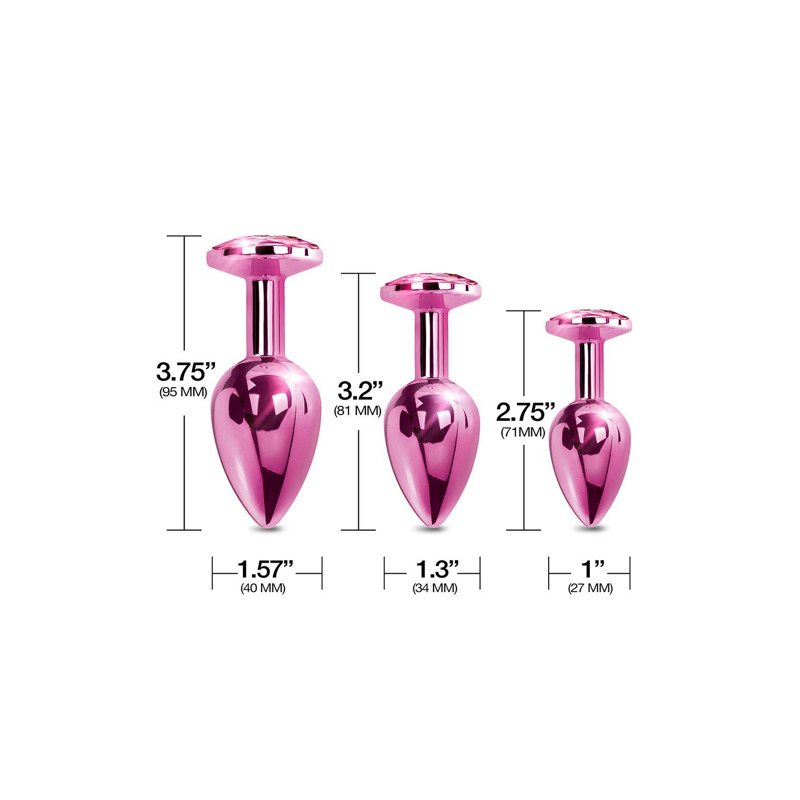 Набор анальных пробок Global Novelties NIXIE METAL BUTT PLUG TRAINER SET, PINK METALLIC